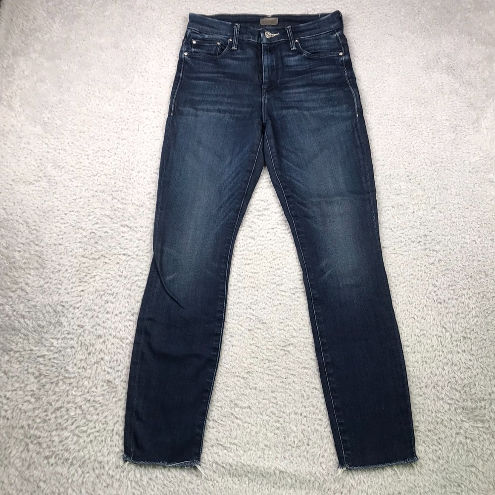 Mother High Waisted Looker Ankle Fray Jeans Womens 25 (27x27) In Tongue & Chic